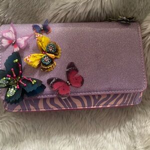 Glittery Pink Bag with Butterfly Accents